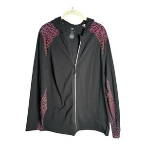 Lane Bryant Livi Navy Blue Zip Up Hoodie With Neon Abstract Detail Size 22/24